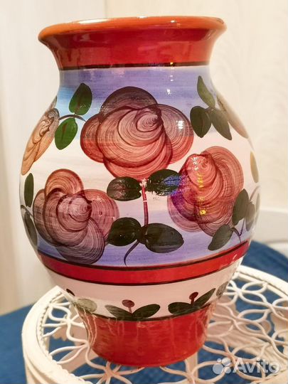 Ваза керамика СССР, ручная роспись