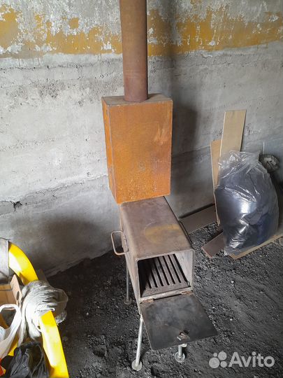 Печь буржуйка с теплообменником для гаража