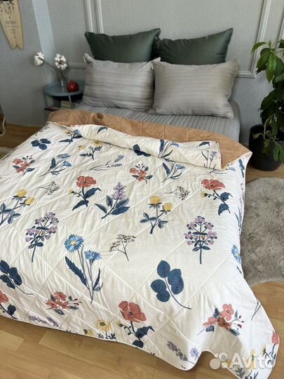 Одеяло 1,5 на лето с рисунком сатин 100 хлопок