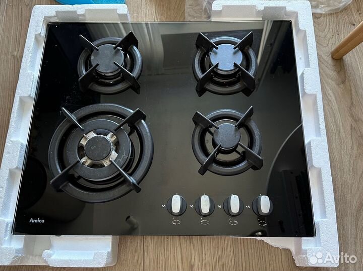 Газовая варочная панель 4 конфорки стекло