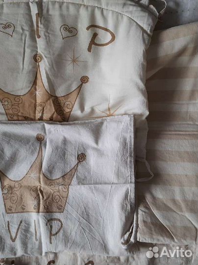 Бортики в кроватку+балдахин+3 п/б