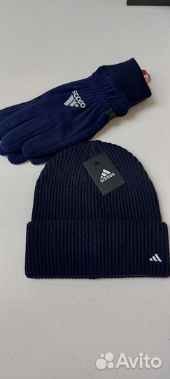 Комплект Adidas шапка+флисовые перчатки 1398