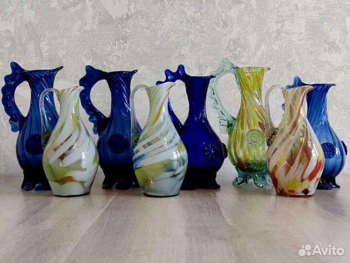 Кувшин цветное стекло СССР