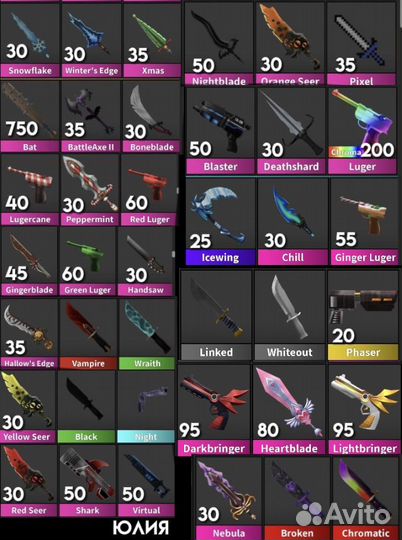 Ножи мм2 роблокс