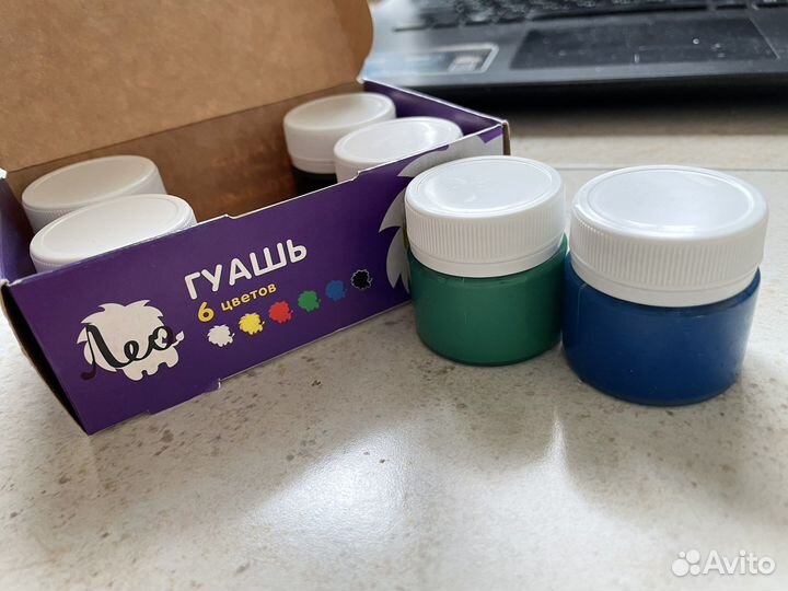 Гуашь детская 6 цветов новая