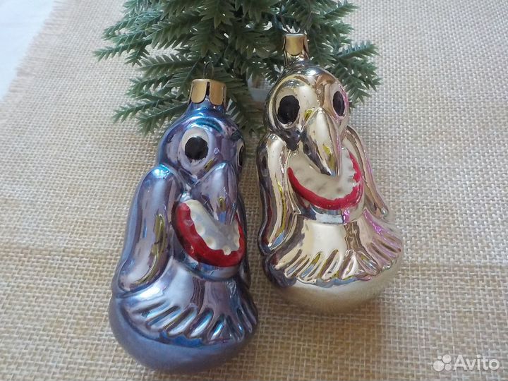 Елочные игрушки СССР вороны и лягушки