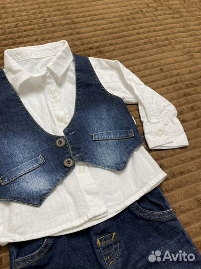 Нарядный костюм для мальчика джинсовый 80 размер