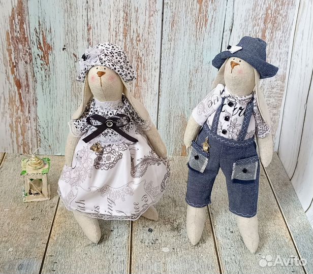 Зайцы авторская интерьерная игрушка