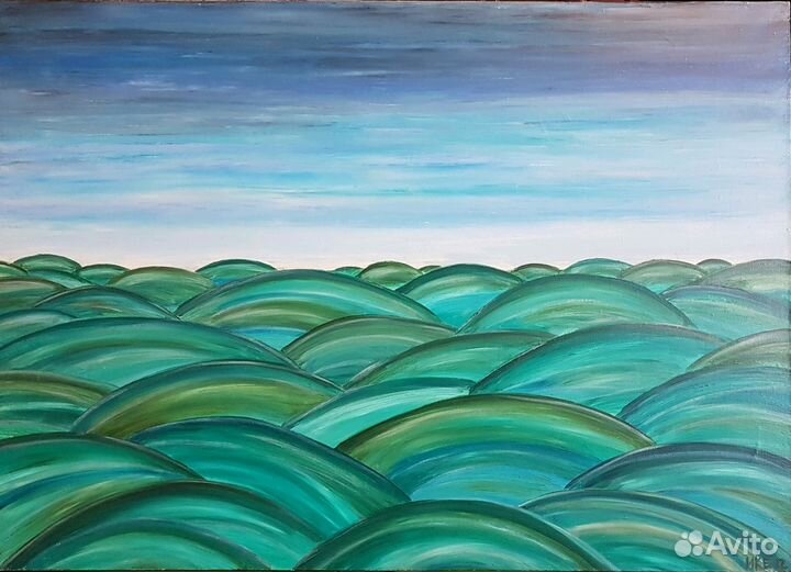 Картина маслом Зеленые холмы