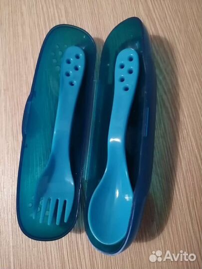 Набор столовых приборов в дорогу, цвет: синий