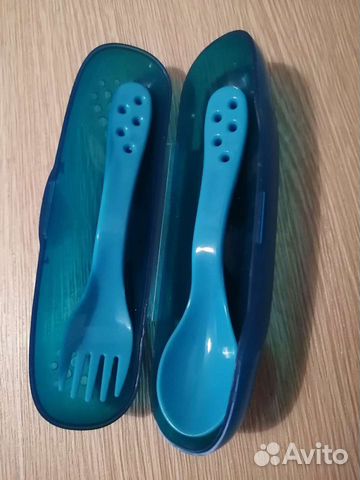 Набор столовых приборов в дорогу, цвет: синий