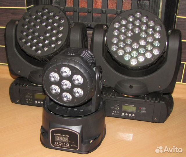 Головы LED 3шт Pro светомузыка строб микрофон DMX