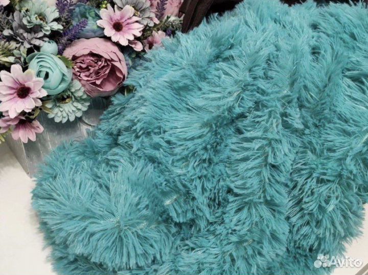 Плед травка беж/молочный/яркий новый