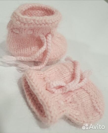 Пинетки вязаные для новорожденных