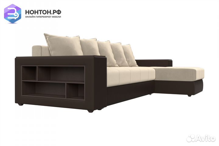 Диван угловой еврокнижка Дубай микровельвет бежевы