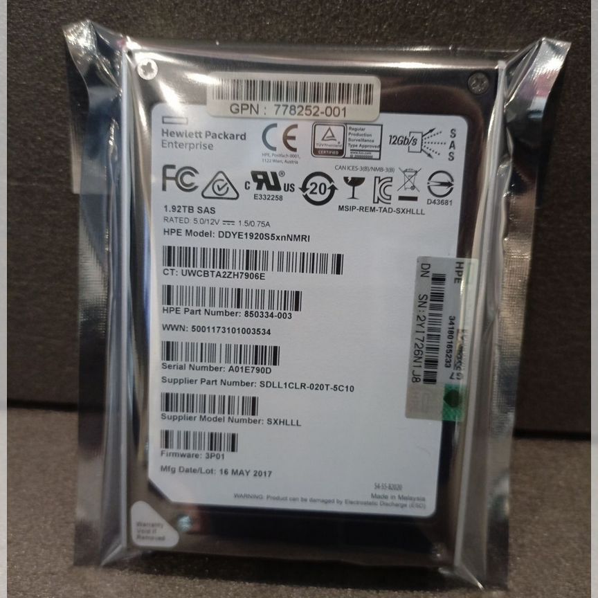 [DDYE1920S5XNNMRI] Ssd Hp 1.92tb Sas Ddye1920s5xnnmri