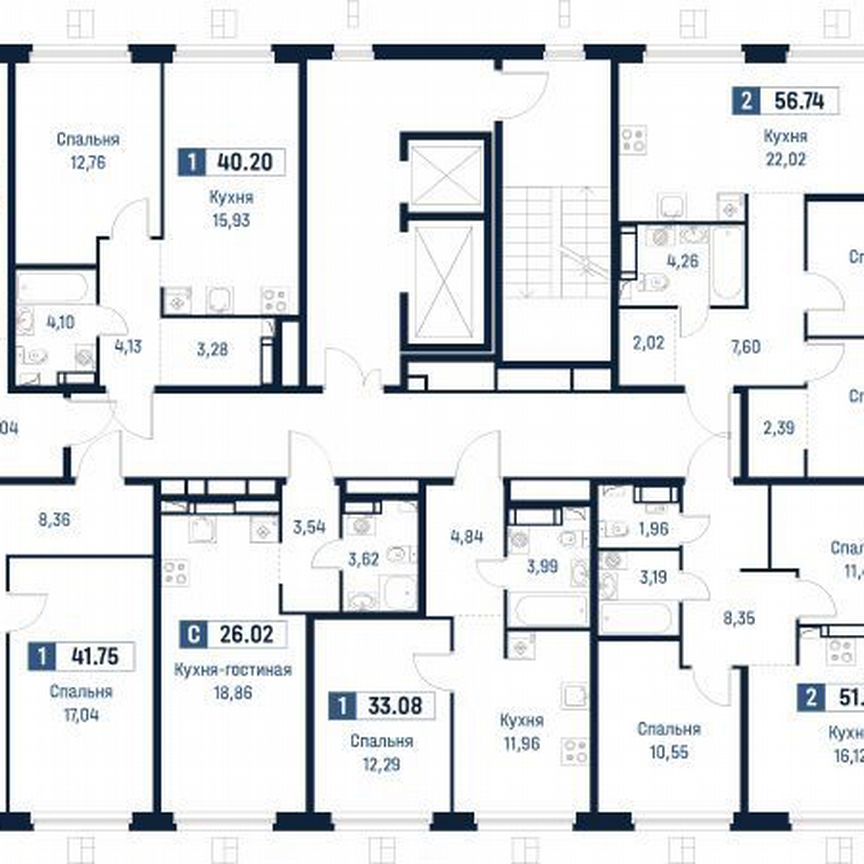 2-к. квартира, 51,6 м², 13/18 эт.