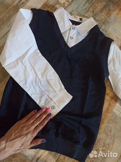 Рубашка школьная/Рубашка обманка/ жилет школьный