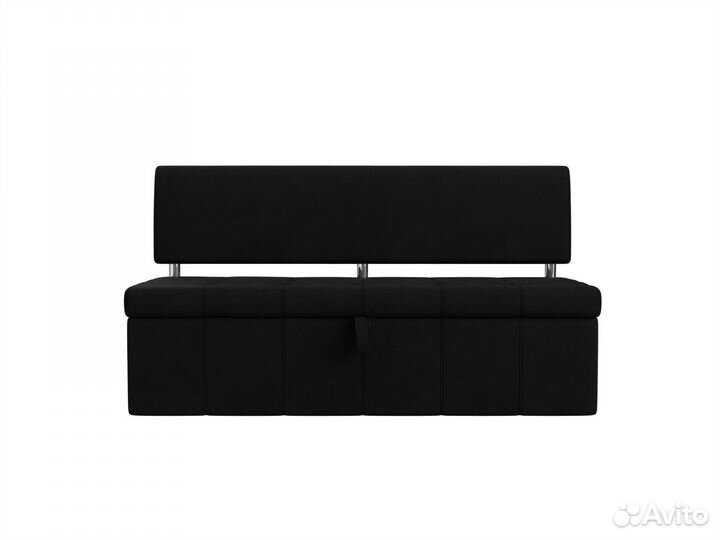 Диван кухонный прямой Стоун, микровельвет, черный