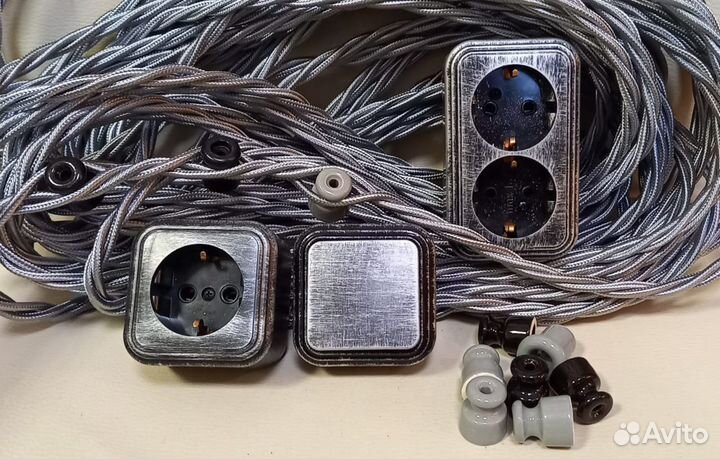 Ретро розетки, выключатели бронза, медь, серебро