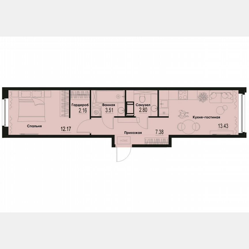 1-к. квартира, 41,5 м², 3/12 эт.