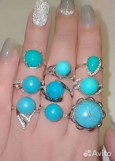 Серебряные кольца с бирюзой