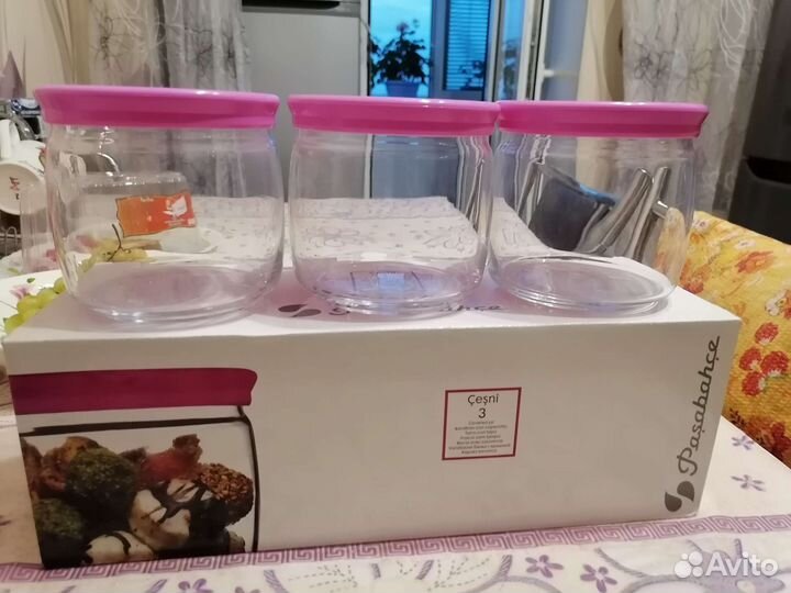 Банка с крышкой для сыпучих(набор)