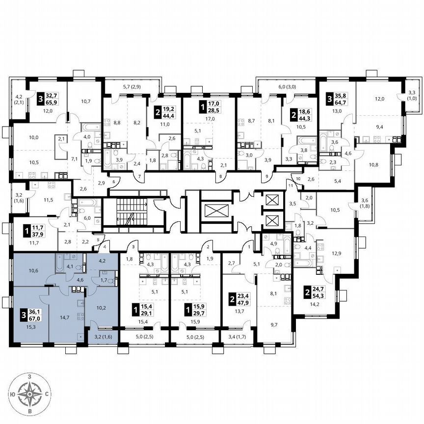 3-к. квартира, 67 м², 15/25 эт.
