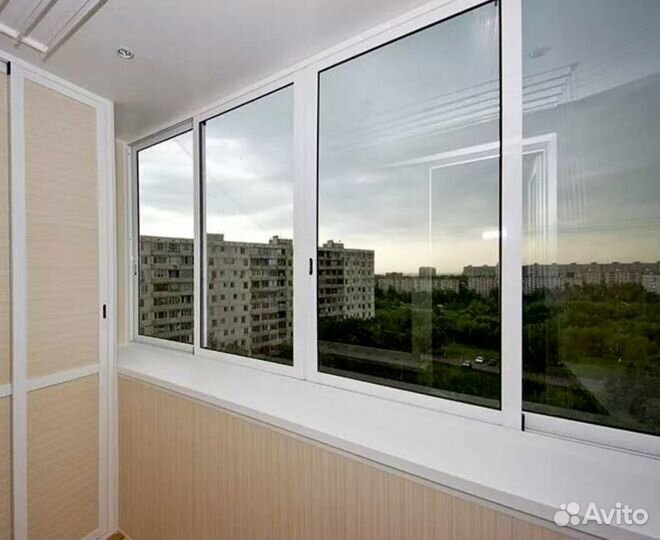 Остекление балкона 3200 на 1420 алюминиевое