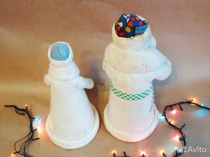 Дед Мороз Снегурочка СССР папье маше вата