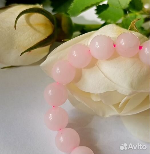 Браслет из натуральных камней розового кварца