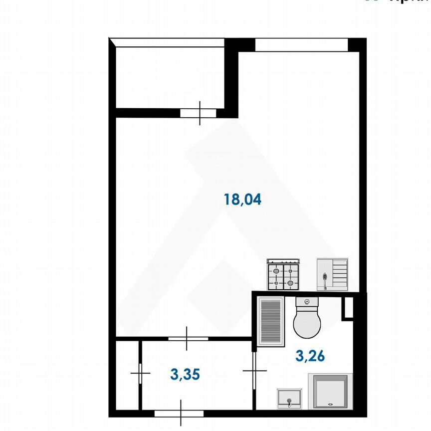 Квартира-студия, 24,7 м², 6/12 эт.