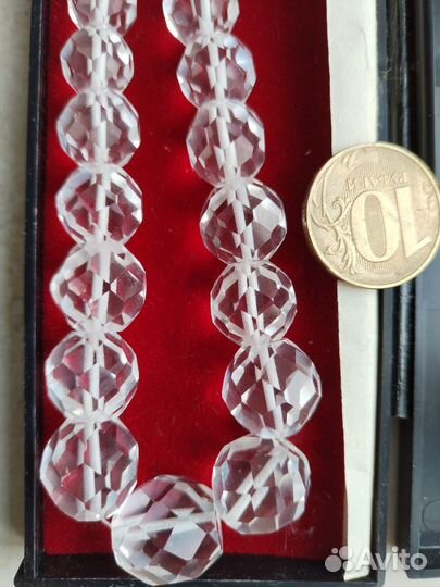 Бусы горный хрусталь и янтарь СССР