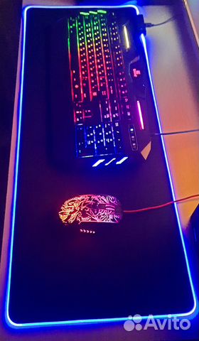 Игровой коврик для мышки с подсветкой новый 80х30
