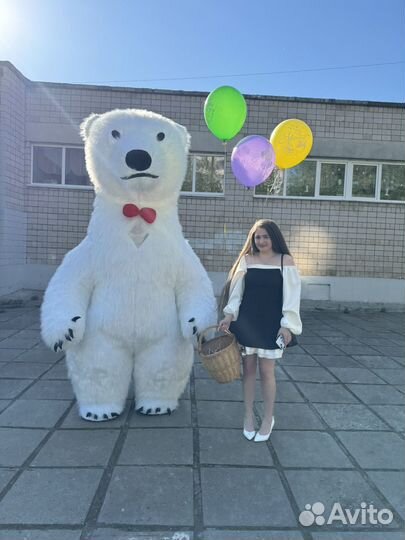 Белый мишка поздравляшка