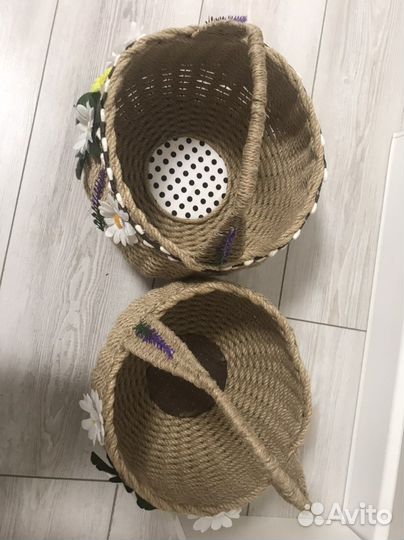 Корзина ручной работы из джута