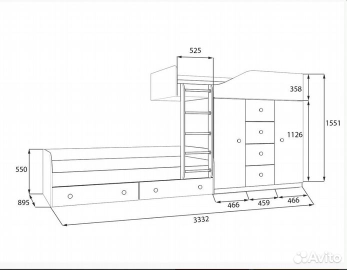 Детская кровать Белый/Сонома