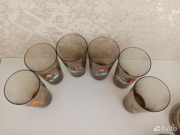Стаканы с рисунком. Тонкое стекло. СССР