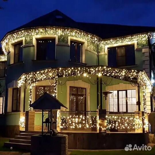 Гирлянды бахрома, водопад, сетка, шторы, рулон