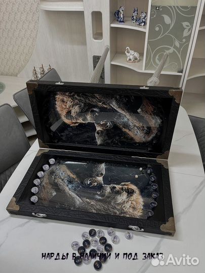 Нарды ручной работы со стеклом 