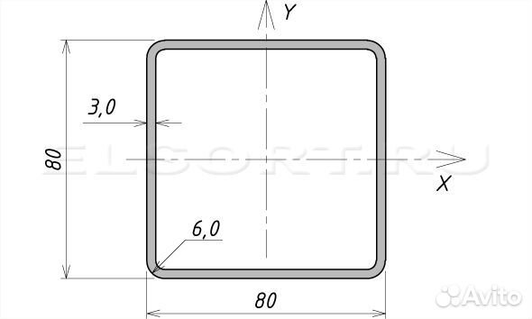 Профильная труба 80х80х3 мм