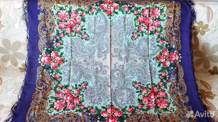 Павловопосадский платок новый шерстяной