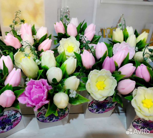 Букеты из мыла тюльпаны