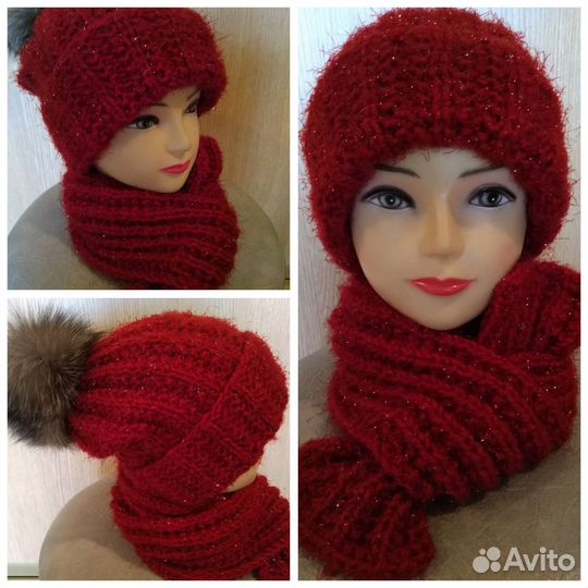 Вязаные комплекты ручной работы Шапка+