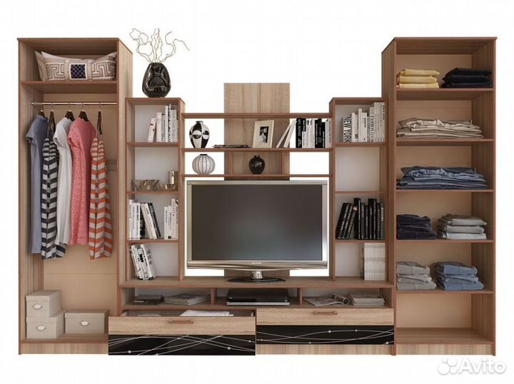 Гостиная со стеклом с художественном рисунком