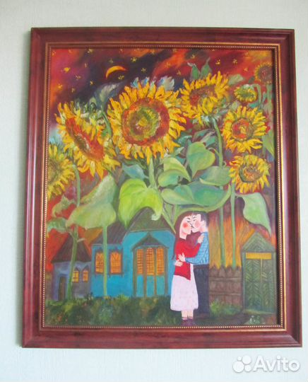 Подсолнухи. Картина в раме, масло