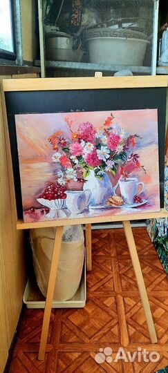 Картина маслом на холсте цветы натюрморт