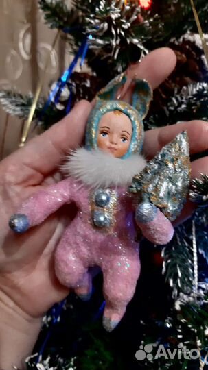 Ватная игрушка Розовая Зайка