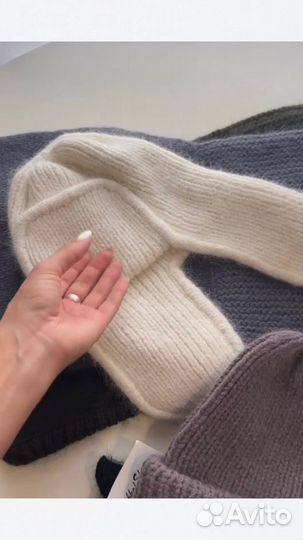 Шапка вязаная женская из пуха норки