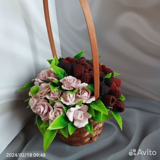 Букет в корзине из мыла ручной работы к 8 марта